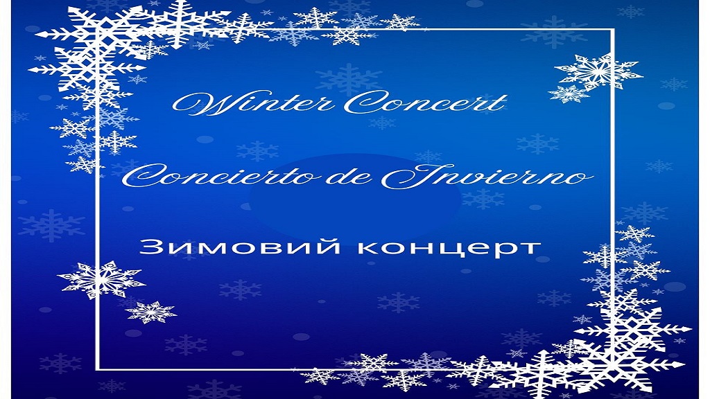 Winter background with the words "Winter Concert" in it.