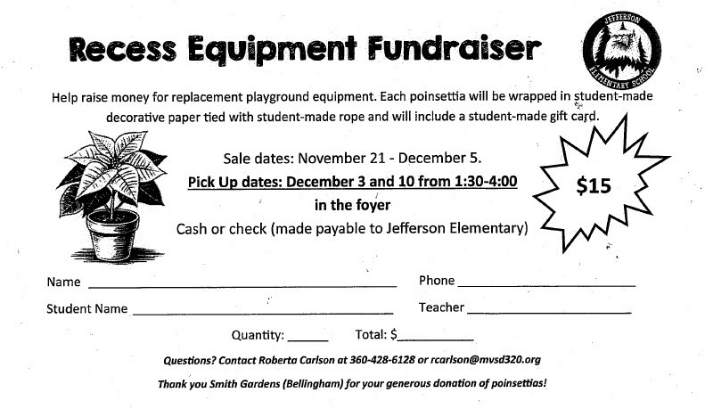 Flyer for equipment fundraiser with the sales of poinsettias.